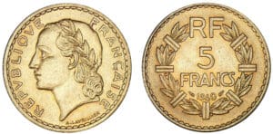 5 francs Lavrillier bronze alu 1940 5 francs Lavrillier bronze alu 1940
