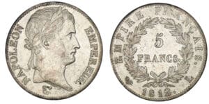 5 francs Napoléon revers empire 1812 L (Bayonne) 5 francs Napoléon revers empire 1812 L (Bayonne)