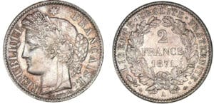 2 francs Cérès avec légende 1871 A (Paris)