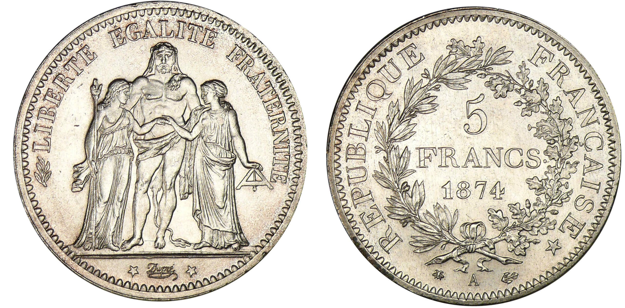 5 francs Hercule 1874 A (Paris) 5 francs Hercule 1874 A (Paris)