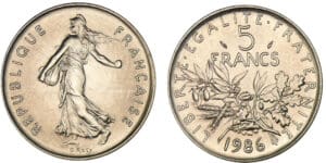 5 francs Semeuse 1986 5 francs Semeuse 1986