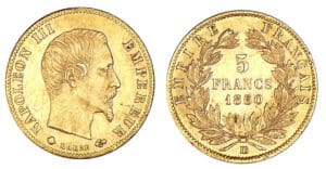 5 francs Napoléon III - Grand module - 1860 BB (Strasbourg) 6/5 5 francs Napoléon III - Grand module - 1860 BB (Strasbourg) 6/5