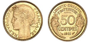 50 centimes Morlon bronze-alu 1931- Essai 50 centimes Morlon bronze-alu 1931- Essai