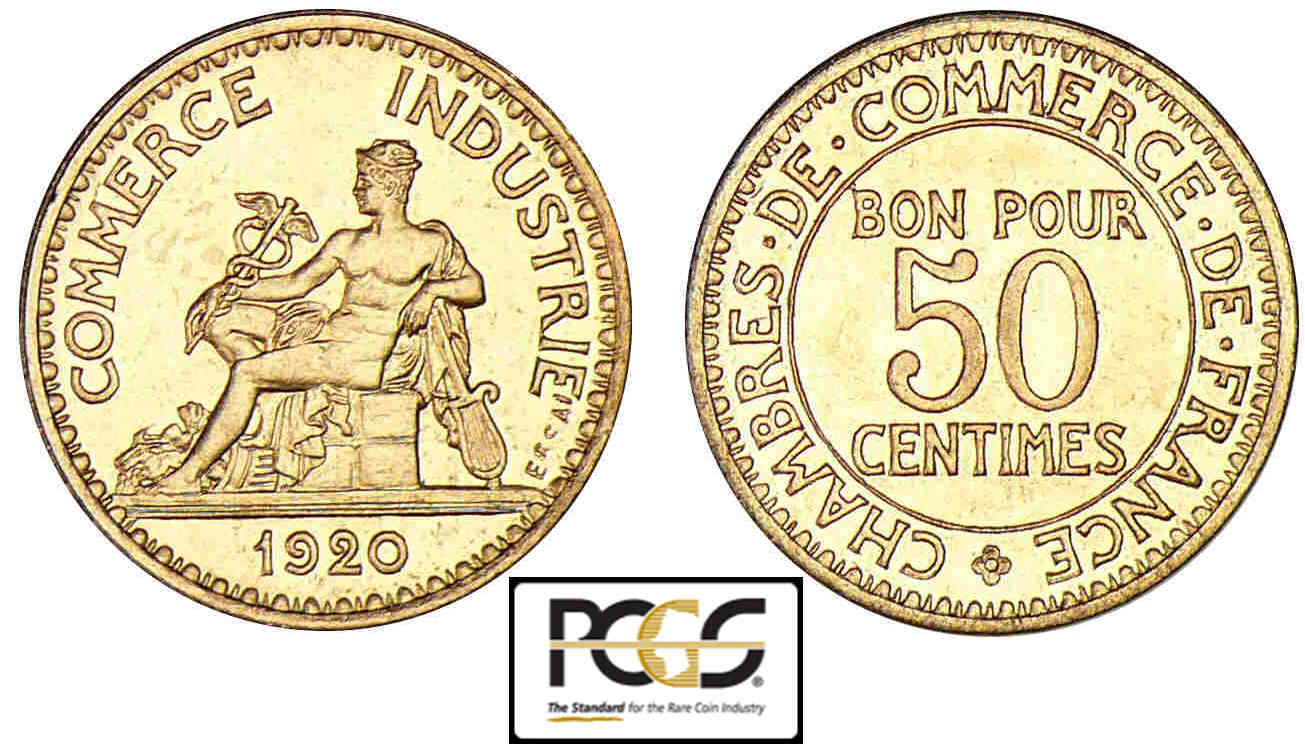 50 centimes Chambre de commerce 1920 - Essai piéfort 50 centimes Chambre de commerce 1920 - Essai piéfort