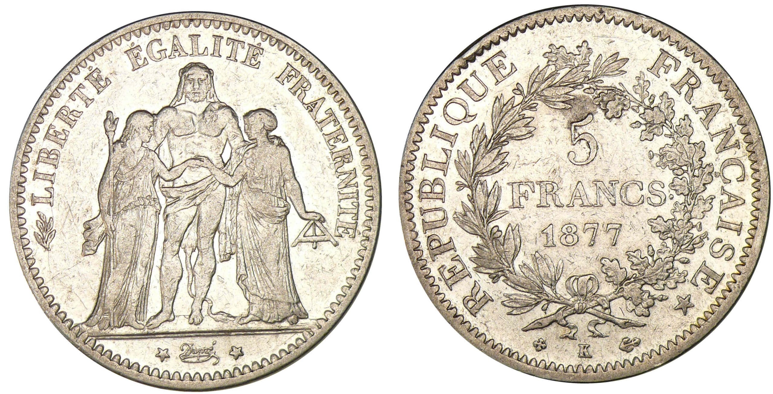 5 francs Hercule 1877 K (Bordeaux) 5 francs Hercule 1877 K (Bordeaux)