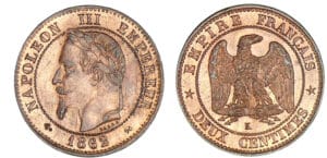 2 centimes Napoléon tête laurée 1862 K (Bordeaux) 2 centimes Napoléon tête laurée 1862 K (Bordeaux)