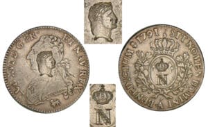 Louis XVI - Demi-écu au buste habillé - 1791 .A (Paris) - Contremarque de Napoléon 1er Louis XVI - Demi-écu au buste habillé - 1791 .A (Paris) - Contremarque de Napoléon 1er