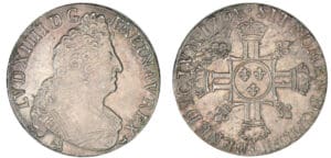 Louis XIV - Demi-écu aux 8 L - 2ème type - 1708 9 (Rennes) Louis XIV - Demi-écu aux 8 L - 2ème type - 1708 9 (Rennes)