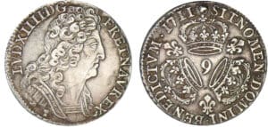 Louis XIV - Quart d'écu aux trois couronnes - 1711 9 (Rennes) Louis XIV - Quart d'écu aux trois couronnes - 1711 9 (Rennes)