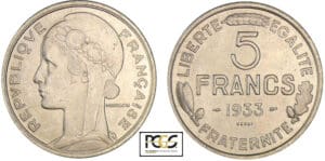 5 francs - Essai de Morlon 1933 5 francs - Essai de Morlon 1933