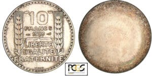 10 francs Turin - Cliché uniface de revers 1929 10 francs Turin - Cliché uniface de revers 1929