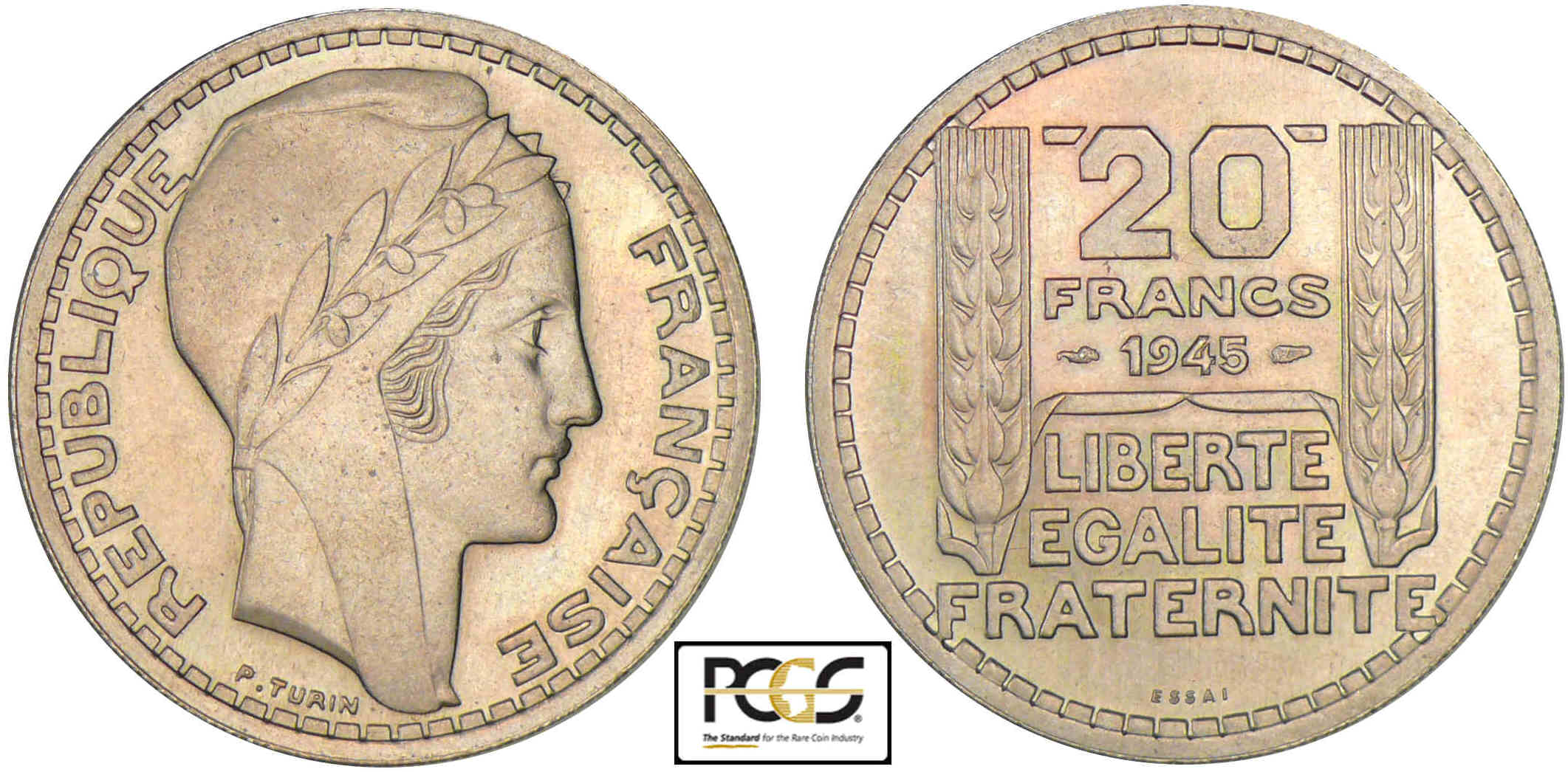 20 francs Turin 1945 - Essai cupro-nickel 20 francs Turin 1945 - Essai cupro-nickel