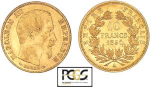 10 francs Napoléon III - petit module - 1854 A (Paris) 10 francs Napoléon III - petit module - 1854 A (Paris)