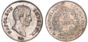 2 francs Napoléon empereur - An 14 A (Paris) 2 francs Napoléon empereur - An 14 A (Paris)
