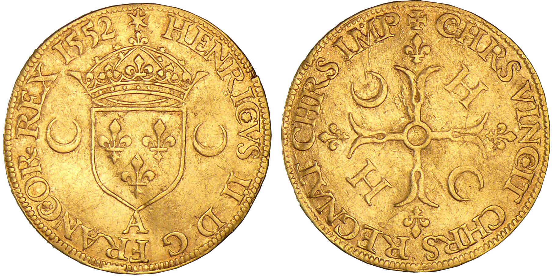 Henri II - Ecu d'or aux croissants - 1552 A (Paris) Henri II - Ecu d'or aux croissants - 1552 A (Paris)