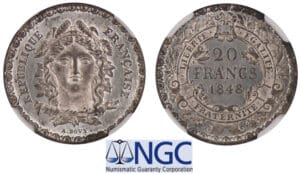 Deuxième république - 20 francs or - Concours de Bovy 1848 Deuxième république - 20 francs or - Concours de Bovy 1848