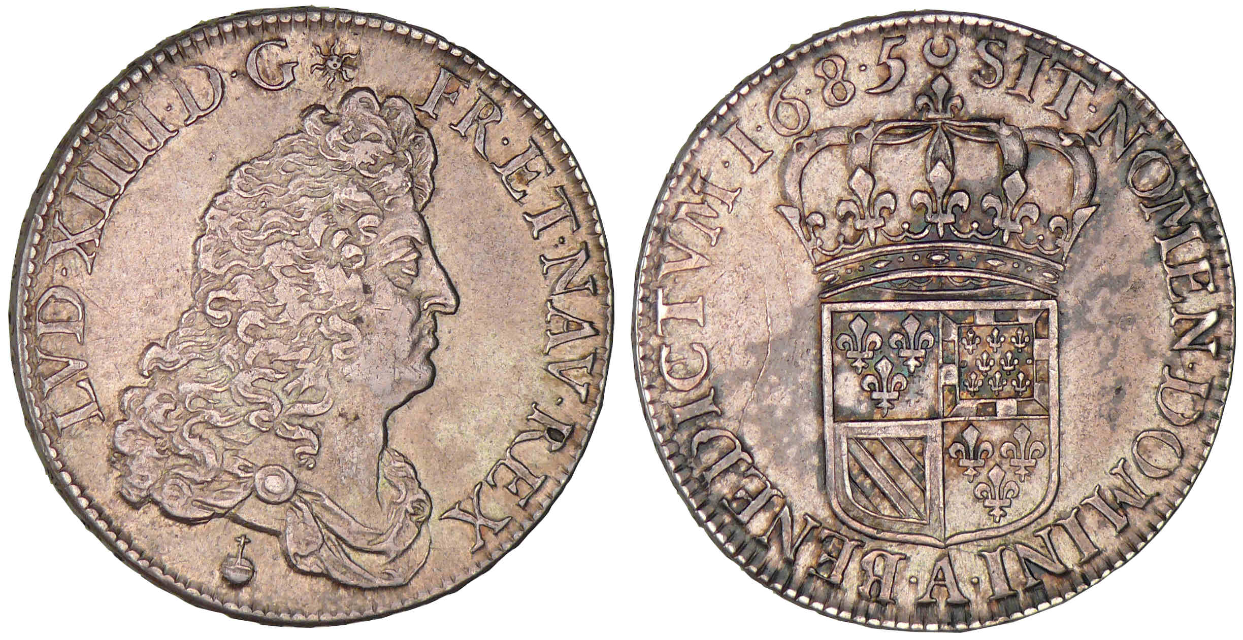 Louis XIV - Demi-écu de Flandre dit "Carambole" - 1685 A (Paris) Louis XIV - Demi-écu de Flandre dit "Carambole" - 1685 A (Paris)