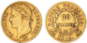 20 francs Napoléon revers empire 1812 R (Rome) 20 francs Napoléon revers empire 1812 R (Rome)