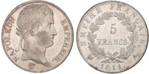 5 francs Napoléon revers empire 1811 A (Paris) 5 francs Napoléon revers empire 1811 A (Paris)