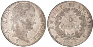 5 francs Napoléon revers empire 1812 U (Turin) 5 francs Napoléon revers empire 1812 U (Turin)