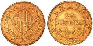 Espagne - Joseph Napoléon - 20 pesetas 1812 (Barcelone) Espagne - Joseph Napoléon - 20 pesetas 1812 (Barcelone)