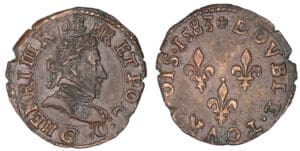 Henri III - Double tournois - 1583 G (Poitiers) - Frappe médaille