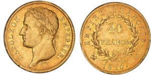 40 francs Napoléon revers empire 1810 K (Bordeaux) 40 francs Napoléon revers empire 1810 K (Bordeaux)