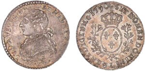 Louis XVI - Dixième d'écu au buste habillé - 1790 L (Bayonne) à l'effigie du demi-louis d'or Louis XVI - Dixième d'écu au buste habillé - 1790 L (Bayonne) à l'effigie du demi-louis d'or