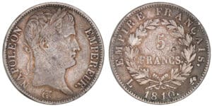 5 francs Napoléon revers empire 1810 L (Bayonne) 5 francs Napoléon revers empire 1810 L (Bayonne)