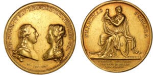 Médaille en or de la naissance du Dauphin Louis XVII 1781 - Graveur Gateau Médaille en or de la naissance du Dauphin Louis XVII 1781 - Graveur Gateau
