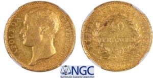 40 francs Napoléon Ier tête nue - type transitoire 1807 M (Toulouse) 40 francs Napoléon Ier tête nue - type transitoire 1807 M (Toulouse)