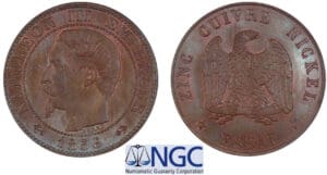 5 centimes Napoléon III tête nue 1856 - Essai 5 centimes Napoléon III tête nue 1856 - Essai
