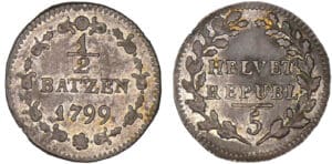 Suisse - République helvétique - 1/2 batzen 1799 Suisse - République helvétique - 1/2 batzen 1799
