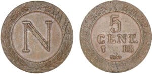 5 centimes Napoléon Ier 1808 BB (Strasbourg) 5 centimes Napoléon Ier 1808 BB (Strasbourg)