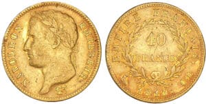 40 francs Napoléon revers empire 1813 CL (Gênes) 40 francs Napoléon revers empire 1813 CL (Gênes)