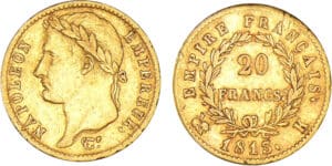 20 francs Napoléon revers empire 1813 K (Bordeaux) 20 francs Napoléon revers empire 1813 K (Bordeaux)