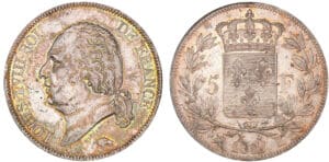 5 francs Louis XVIII au buste nu 1817 K (Bordeaux) 5 francs Louis XVIII au buste nu 1817 K (Bordeaux)