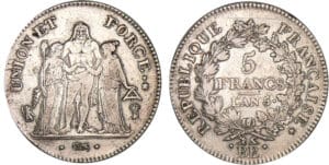 5 francs Hercule union et force - An 5 BB (Strasbourg)
