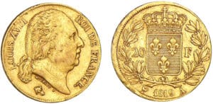 20 francs Louis XVIII au buste nu 1819 A (Paris) 20 francs Louis XVIII au buste nu 1819 A (Paris)
