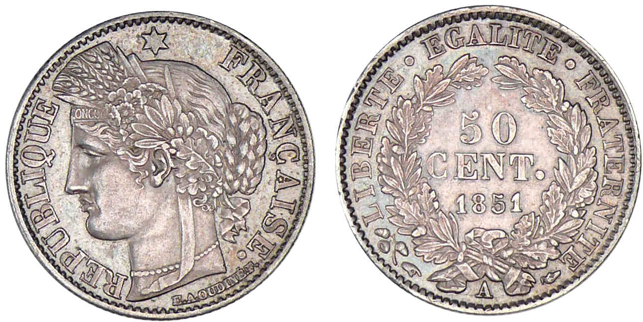 50 centimes Cérès 1851 A (Paris) 50 centimes Cérès 1851 A (Paris)
