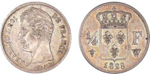 1/4 de franc Charles X - 1828 W (Lille) 1/4 de franc Charles X - 1828 W (Lille)