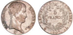 5 francs Napoléon empereur 1807 L (Bayonne) 5 francs Napoléon empereur 1807 L (Bayonne)