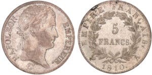 5 francs Napoléon revers empire 1810 A (Paris) 5 francs Napoléon revers empire 1810 A (Paris)