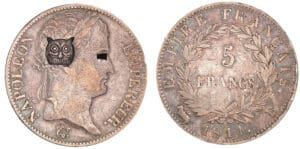 5 francs Napoléon revers empire 1811 B (Rouen) - Monnaie satirique 5 francs Napoléon revers empire 1811 B (Rouen) - Monnaie satirique