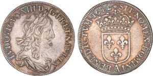 Louis XIII - Demi-écu - 1er poinçon de Warin - 1642 .rose. A (Paris) Louis XIII - Demi-écu - 1er poinçon de Warin - 1642 .rose. A (Paris)