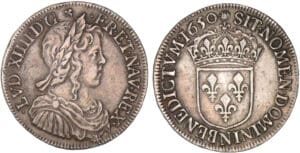 Louis XIV - Demi-écu à la mèche longue - 1650 N (Montpellier) Louis XIV - Demi-écu à la mèche longue - 1650 N (Montpellier)