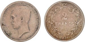 Belgique - Albert - 2 francs 1910 - Flan mat Belgique - Albert - 2 francs 1910 - Flan mat