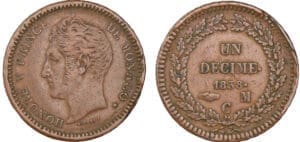 Monaco - Honoré V - Un décime 1838 MC Monaco - Honoré V - Un décime 1838 MC