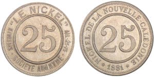 Nouvelle-Calédonie - 25 centimes société anonyme 1881 - Frappe médaille Nouvelle-Calédonie - 25 centimes société anonyme 1881 - Frappe médaille
