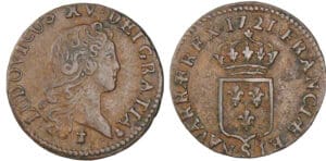 Louis XV - Liard au buste enfantin - 1721 S (Reims) Louis XV - Liard au buste enfantin - 1721 S (Reims)